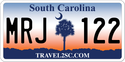 SC license plate MRJ122