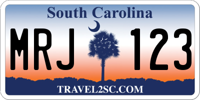 SC license plate MRJ123