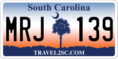 SC license plate MRJ139