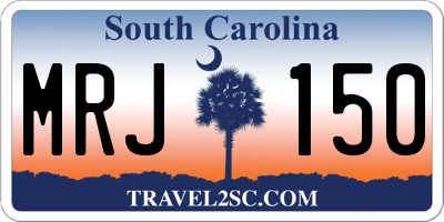 SC license plate MRJ150