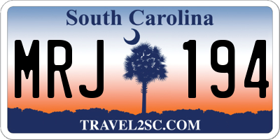 SC license plate MRJ194