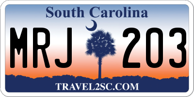 SC license plate MRJ203