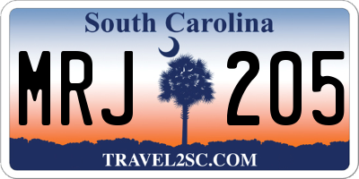 SC license plate MRJ205