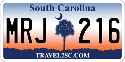 SC license plate MRJ216