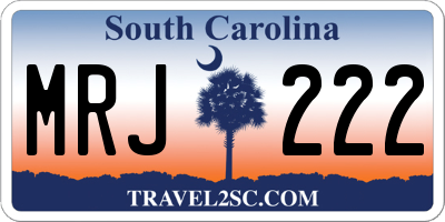 SC license plate MRJ222
