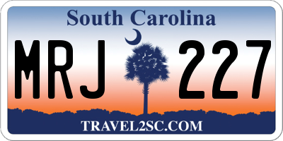 SC license plate MRJ227