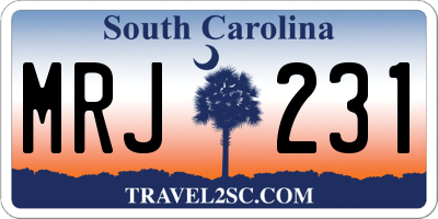 SC license plate MRJ231