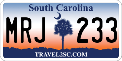 SC license plate MRJ233