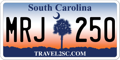 SC license plate MRJ250