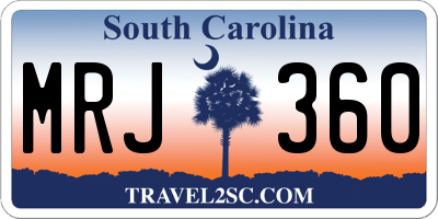 SC license plate MRJ360