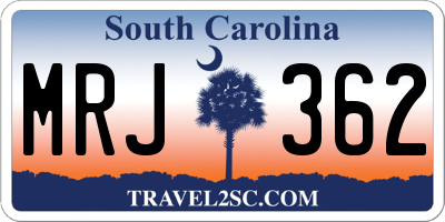 SC license plate MRJ362