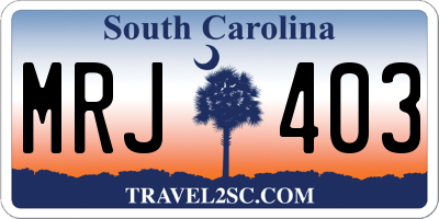 SC license plate MRJ403