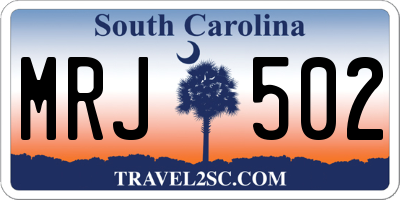 SC license plate MRJ502