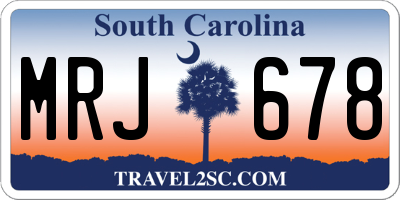 SC license plate MRJ678