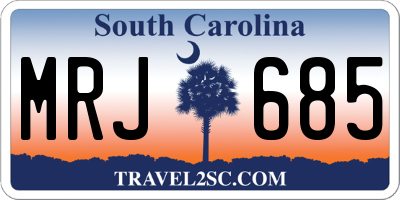SC license plate MRJ685