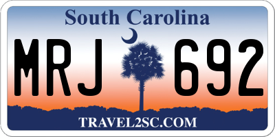SC license plate MRJ692