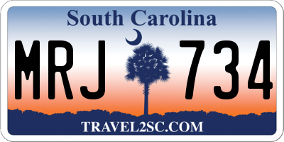 SC license plate MRJ734