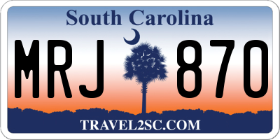 SC license plate MRJ870