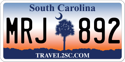 SC license plate MRJ892