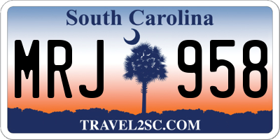 SC license plate MRJ958