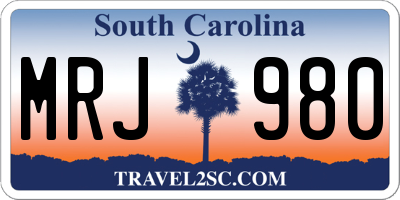 SC license plate MRJ980