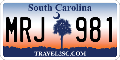 SC license plate MRJ981