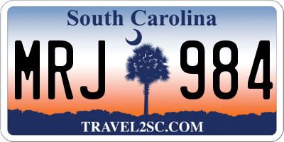 SC license plate MRJ984