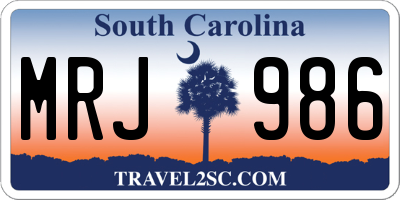 SC license plate MRJ986