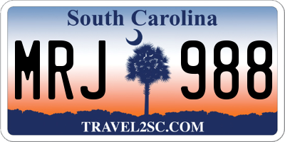 SC license plate MRJ988