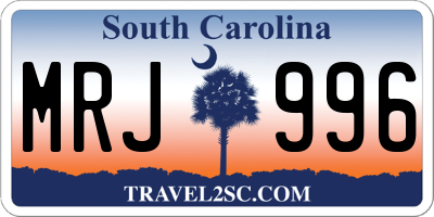 SC license plate MRJ996