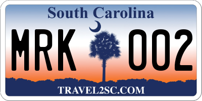 SC license plate MRK002