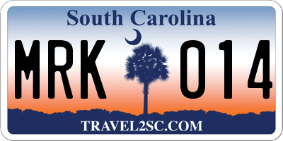SC license plate MRK014