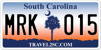 SC license plate MRK015