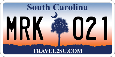 SC license plate MRK021