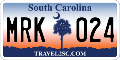 SC license plate MRK024