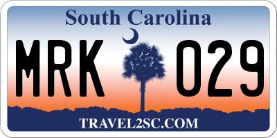 SC license plate MRK029
