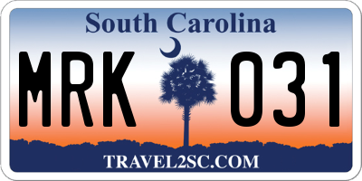 SC license plate MRK031