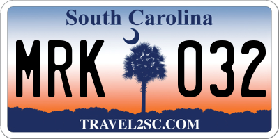 SC license plate MRK032