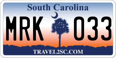 SC license plate MRK033