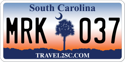 SC license plate MRK037