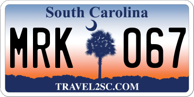 SC license plate MRK067