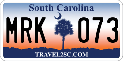 SC license plate MRK073