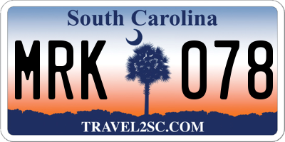 SC license plate MRK078