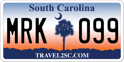 SC license plate MRK099