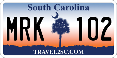 SC license plate MRK102