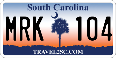 SC license plate MRK104