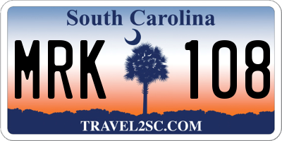 SC license plate MRK108