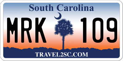 SC license plate MRK109