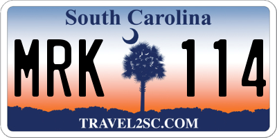 SC license plate MRK114