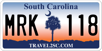 SC license plate MRK118